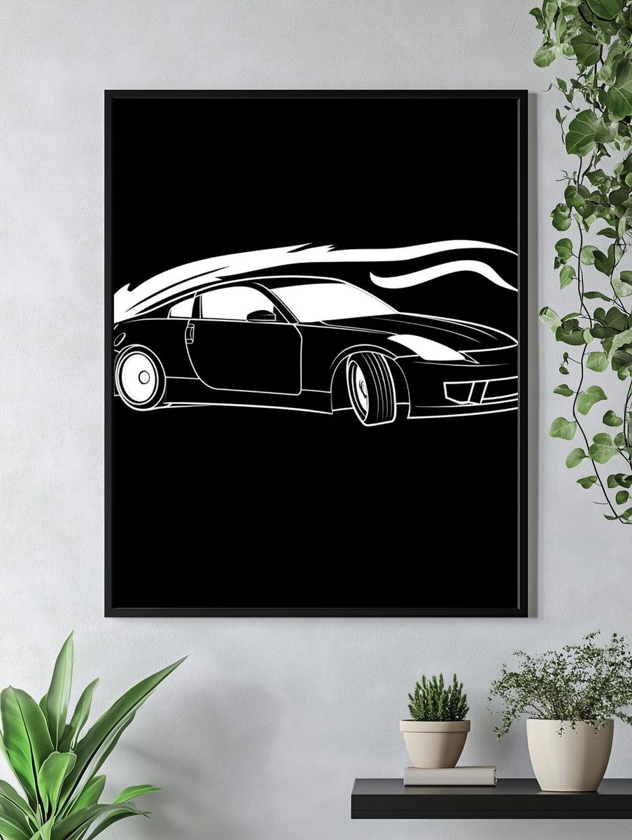 Drifting Sports Car Illustration Poster. — room view 4