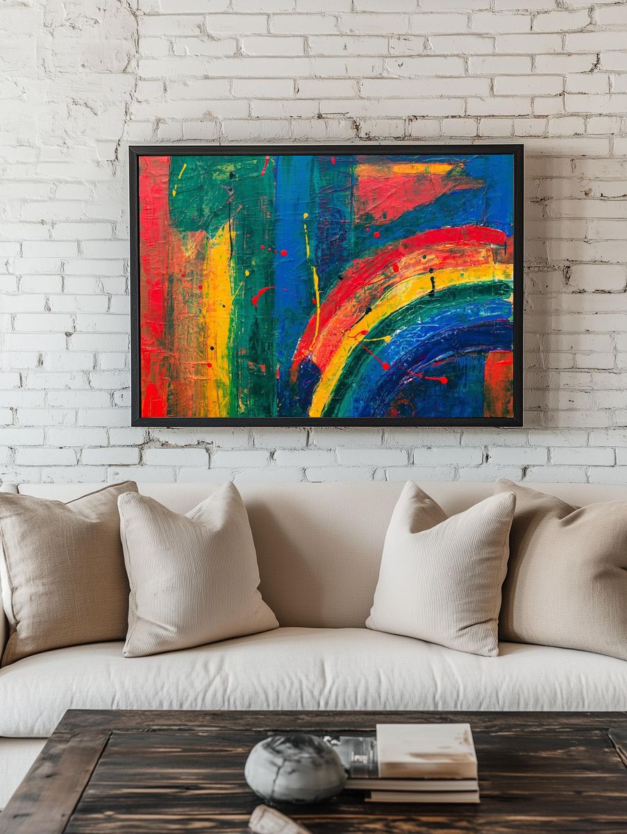 Colorful Abstract Rainbow Poster. — room view 1