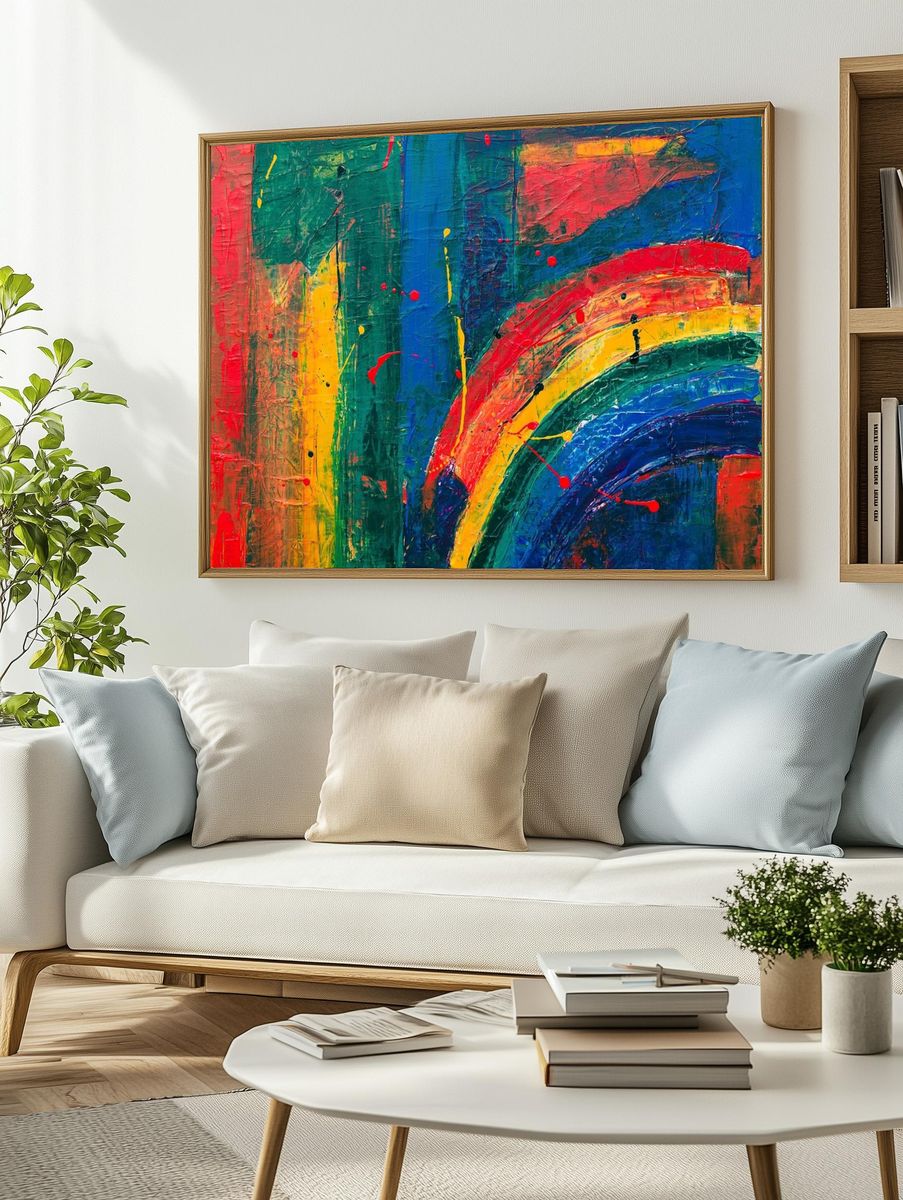 Colorful Abstract Rainbow Poster. — room view 2