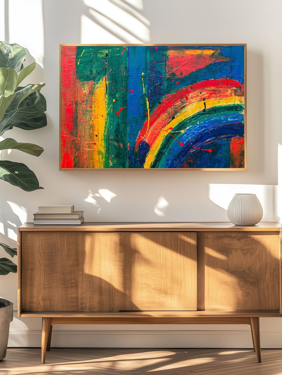 Colorful Abstract Rainbow Poster. — room view 3