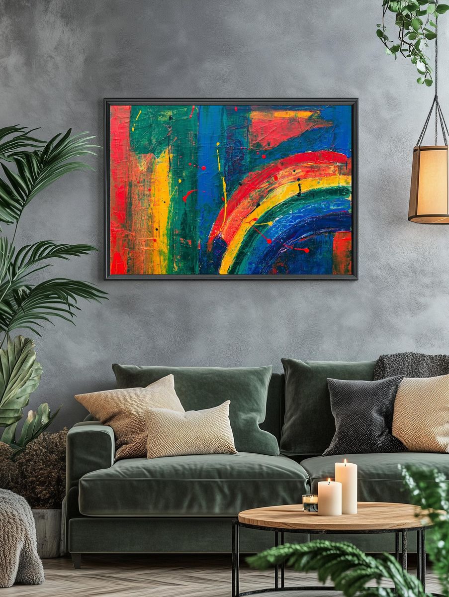Colorful Abstract Rainbow Poster. — room view 4