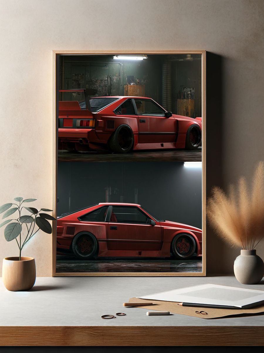 Red Sports Car Garage Poster. — room view 2