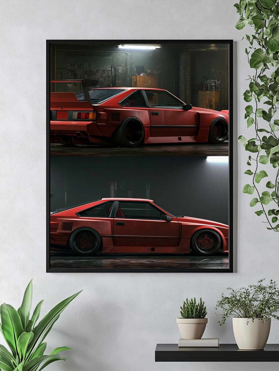 Red Sports Car Garage Poster. — room view 4