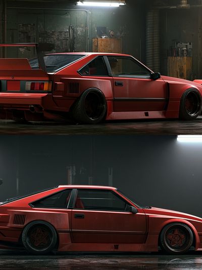 Red Sports Car Garage Poster. poster
