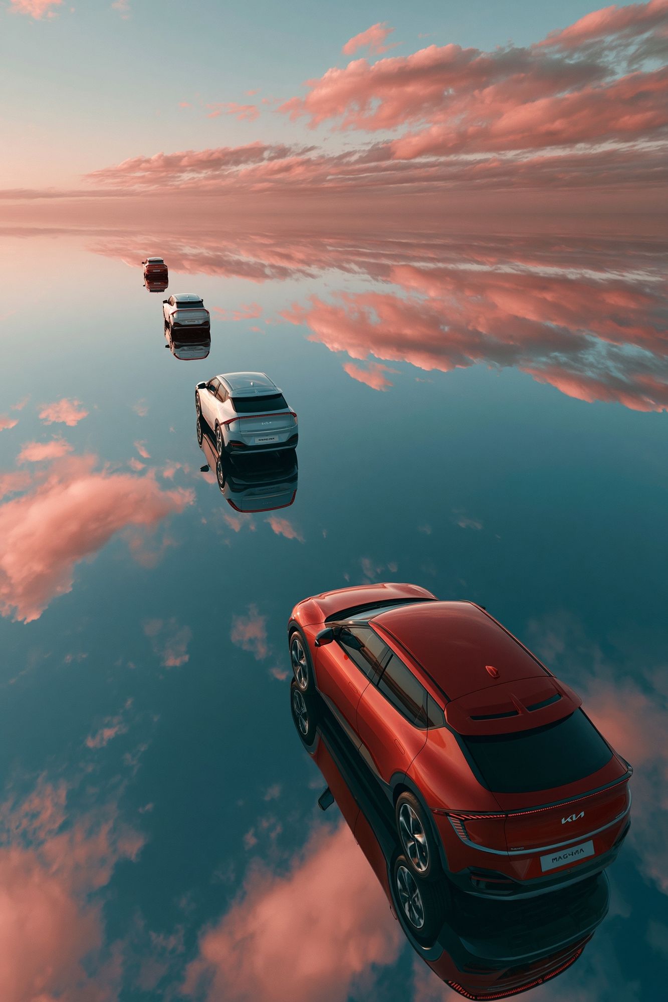 Floating Cars Sky Reflection Poster. poster detail