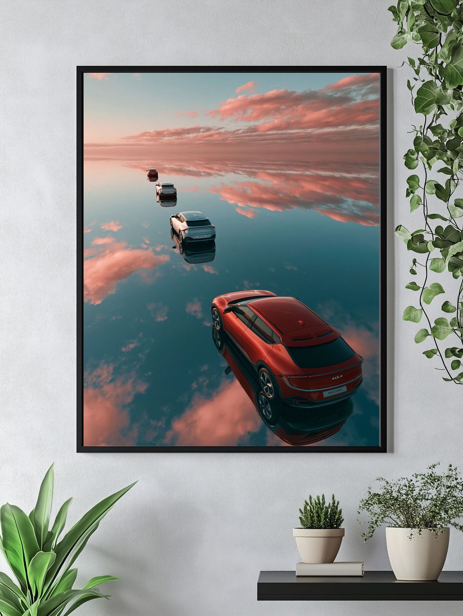 Floating Cars Sky Reflection Poster. — room view 4
