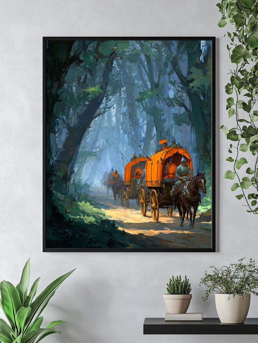 Caravan in the Forest — Digital Art Print. — room view 4