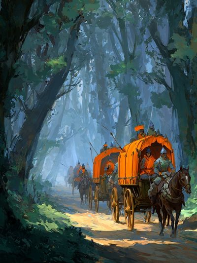 Caravan in the Forest — Digital Art Print. poster