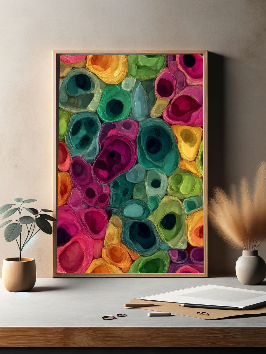 Colorful Abstract Shapes Poster. — room view 2