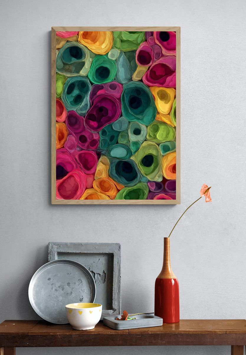 Colorful Abstract Shapes Poster. — room view 3