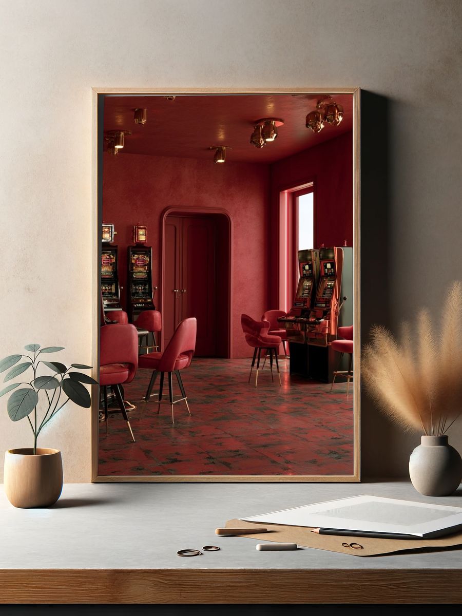 Red Casino Interior Photography Poster. — room view 2