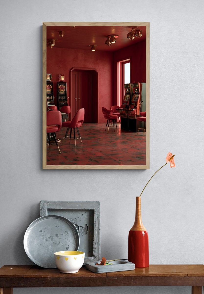 Red Casino Interior Photography Poster. — room view 3