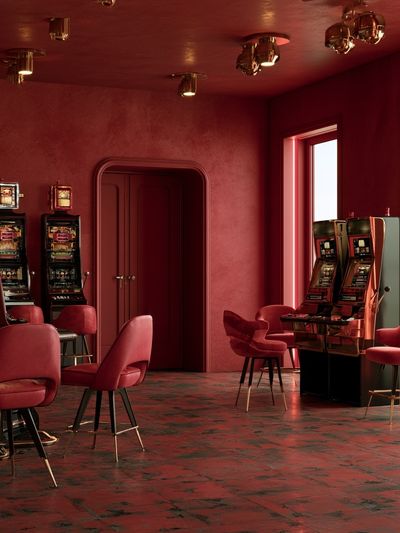Red Casino Interior Photography Poster.