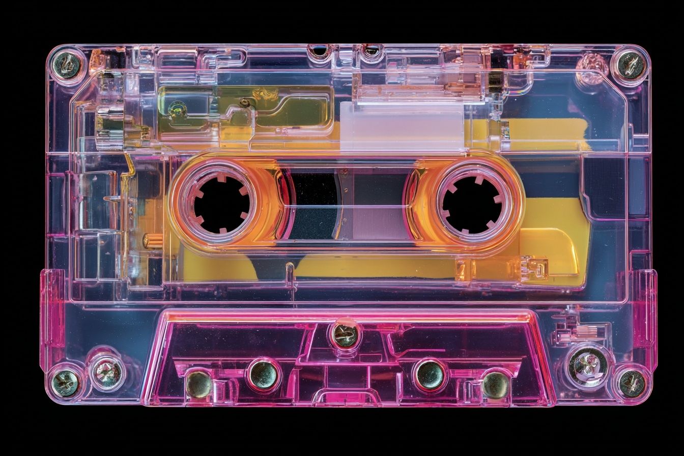 Neon Cassette Tape Retro Print. poster — vintage art