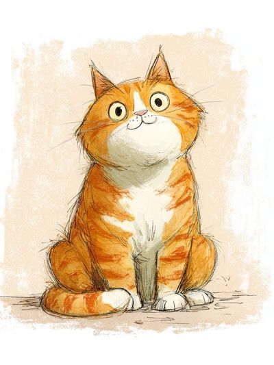 Cute Orange Cat — Illustration Print. poster print