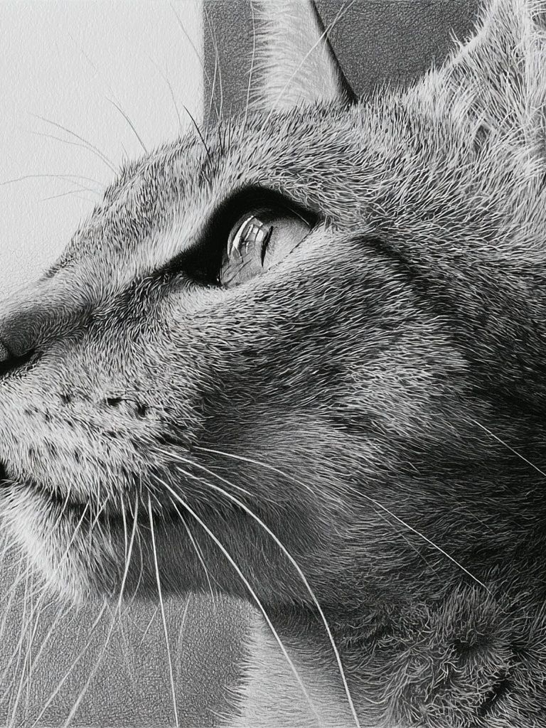 Cat Portrait Black-White Print. poster detail