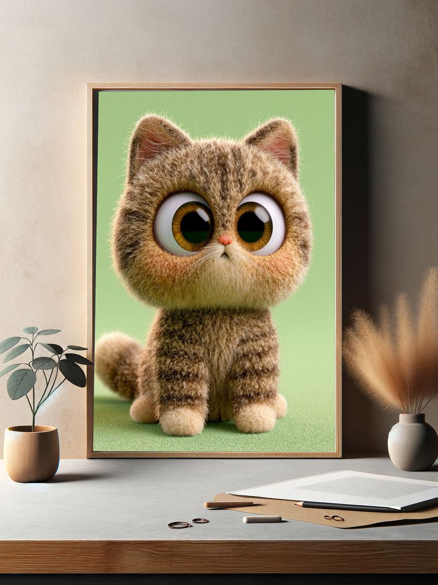 Cute Kitten Illustration Poster. — room view 2