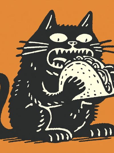 Cat Eating Taco — Funny Print. poster