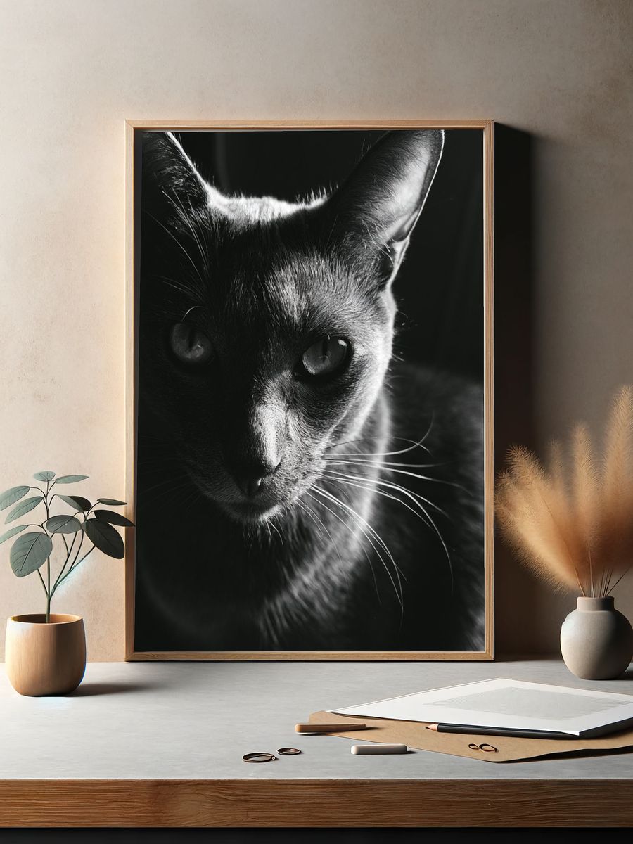 Black Cat Portrait Print. — room view 2