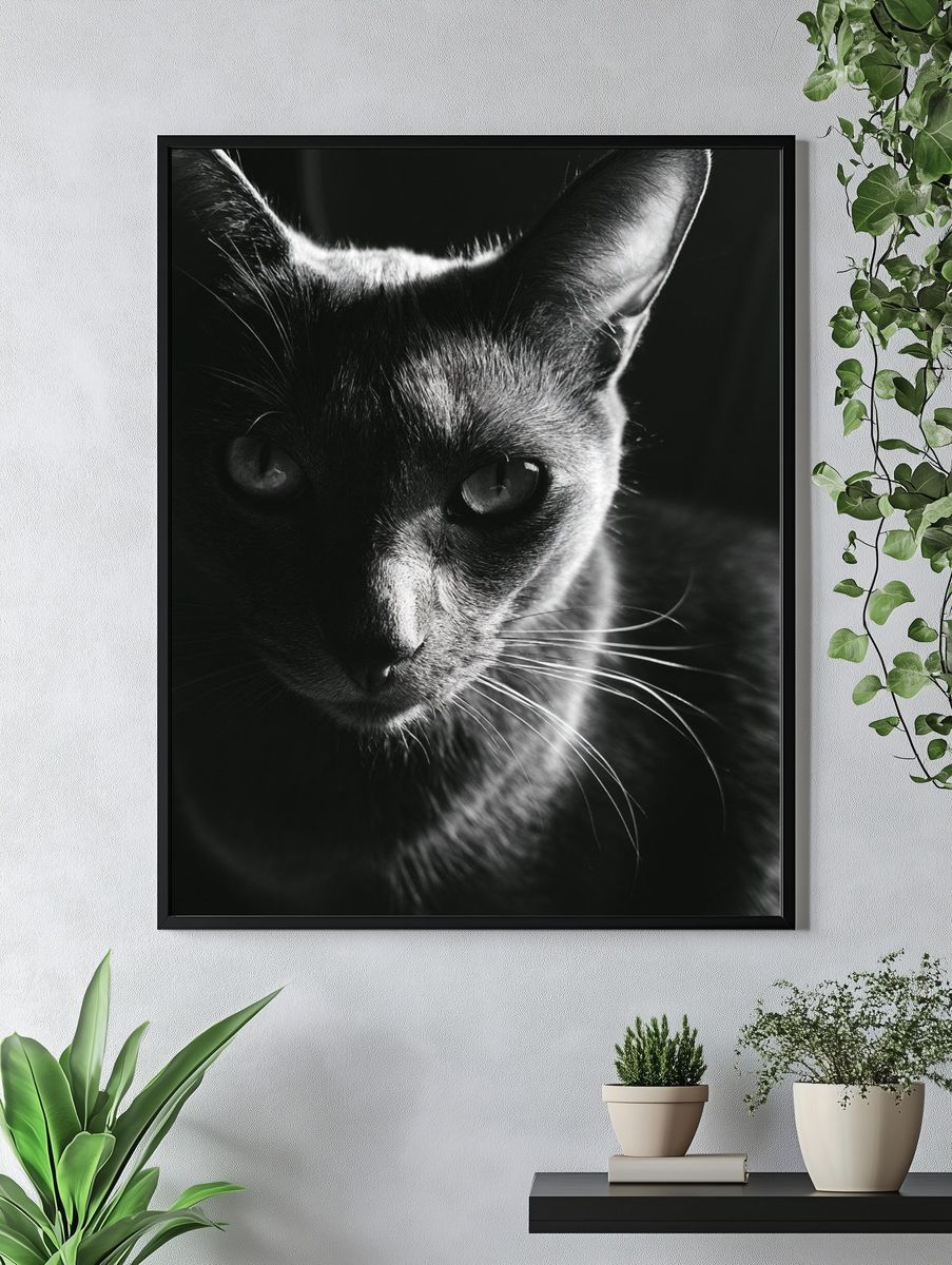 Black Cat Portrait Print. — room view 4
