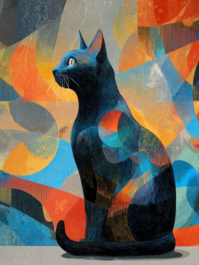 Colorful Cat Abstract Poster. poster print