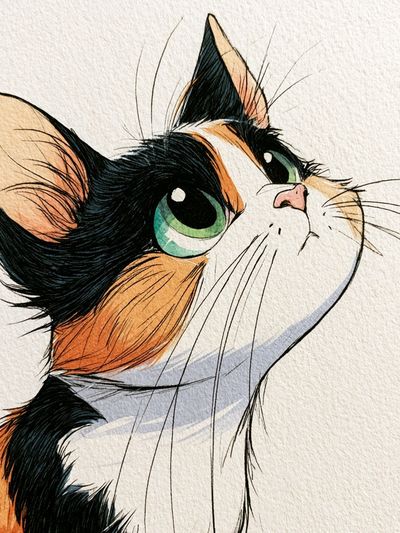 Calico Cat Watercolor Poster. poster