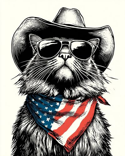 Cowboy Cat Illustration Poster. poster