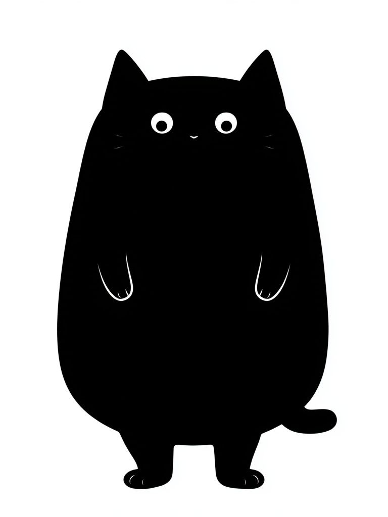 Black Cat Cartoon Print. poster — animals art