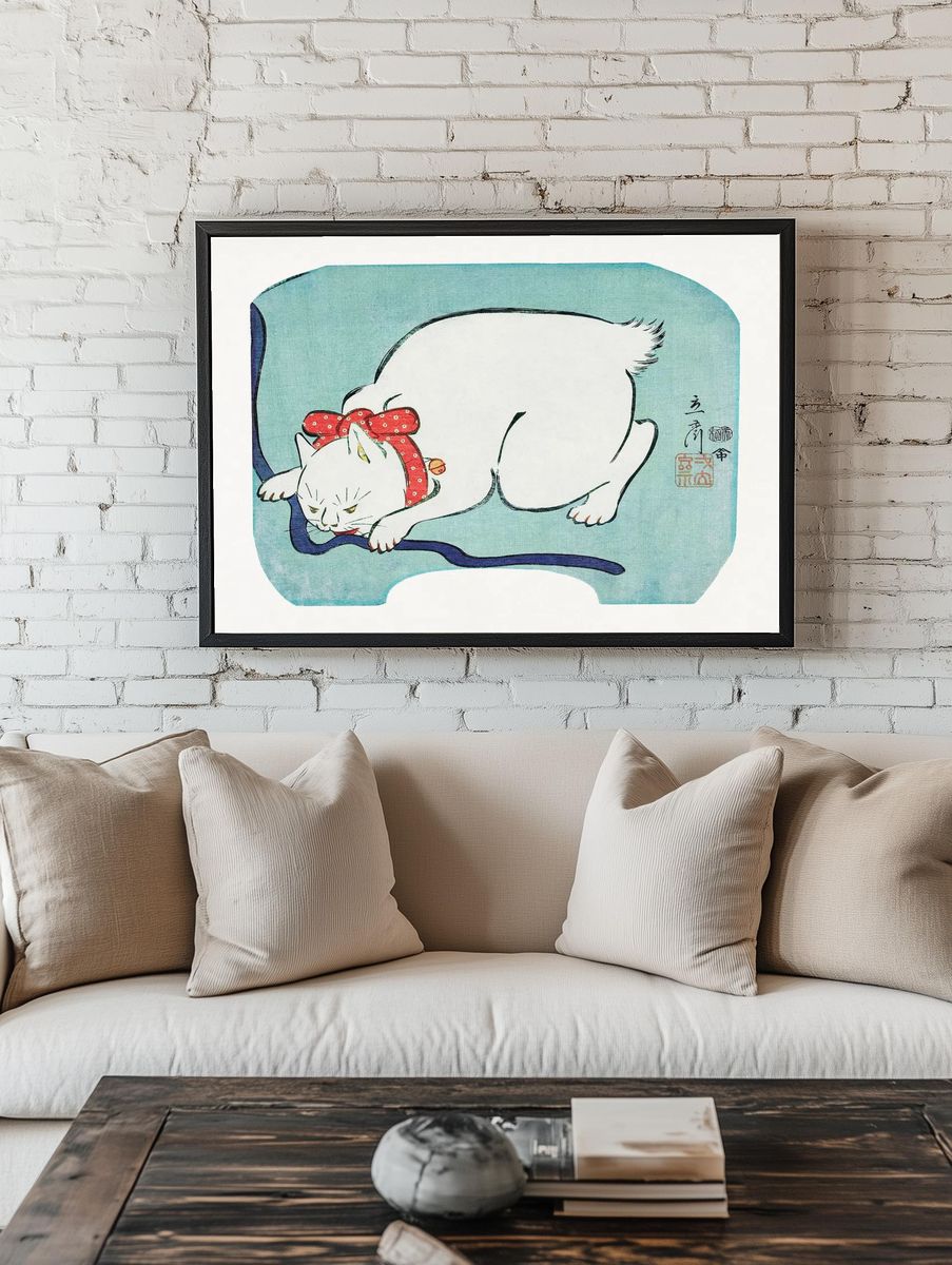 Sleeping Cat — Japanese Art Print. — room view 1