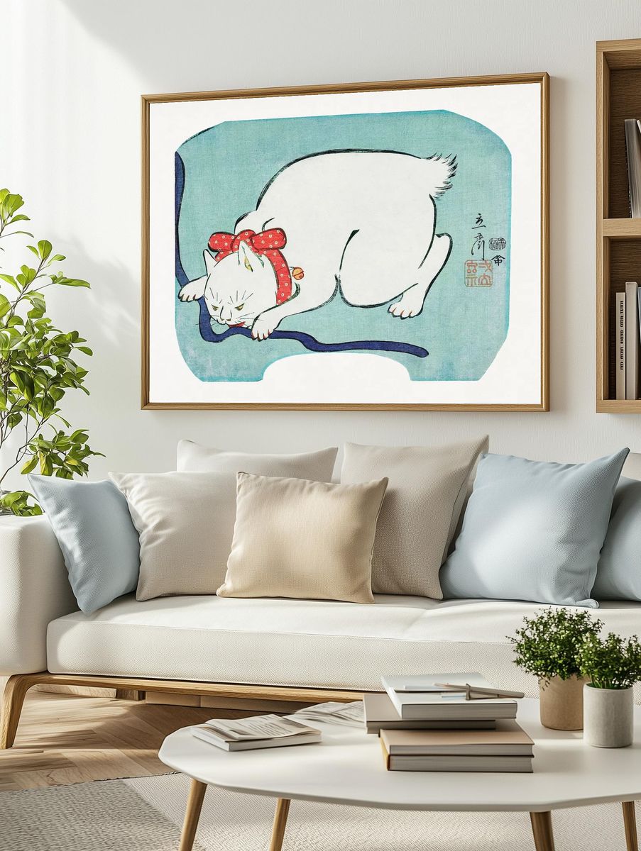 Sleeping Cat — Japanese Art Print. — room view 2