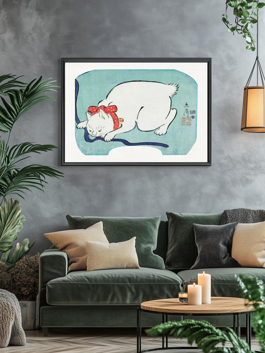 Sleeping Cat — Japanese Art Print. — room view 4