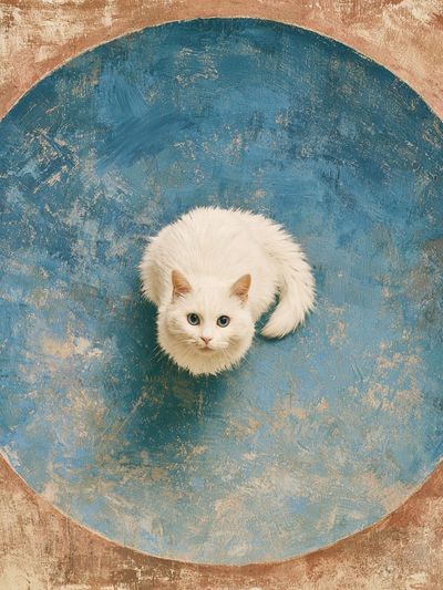 White Cat Portrait Illustration Poster. poster
