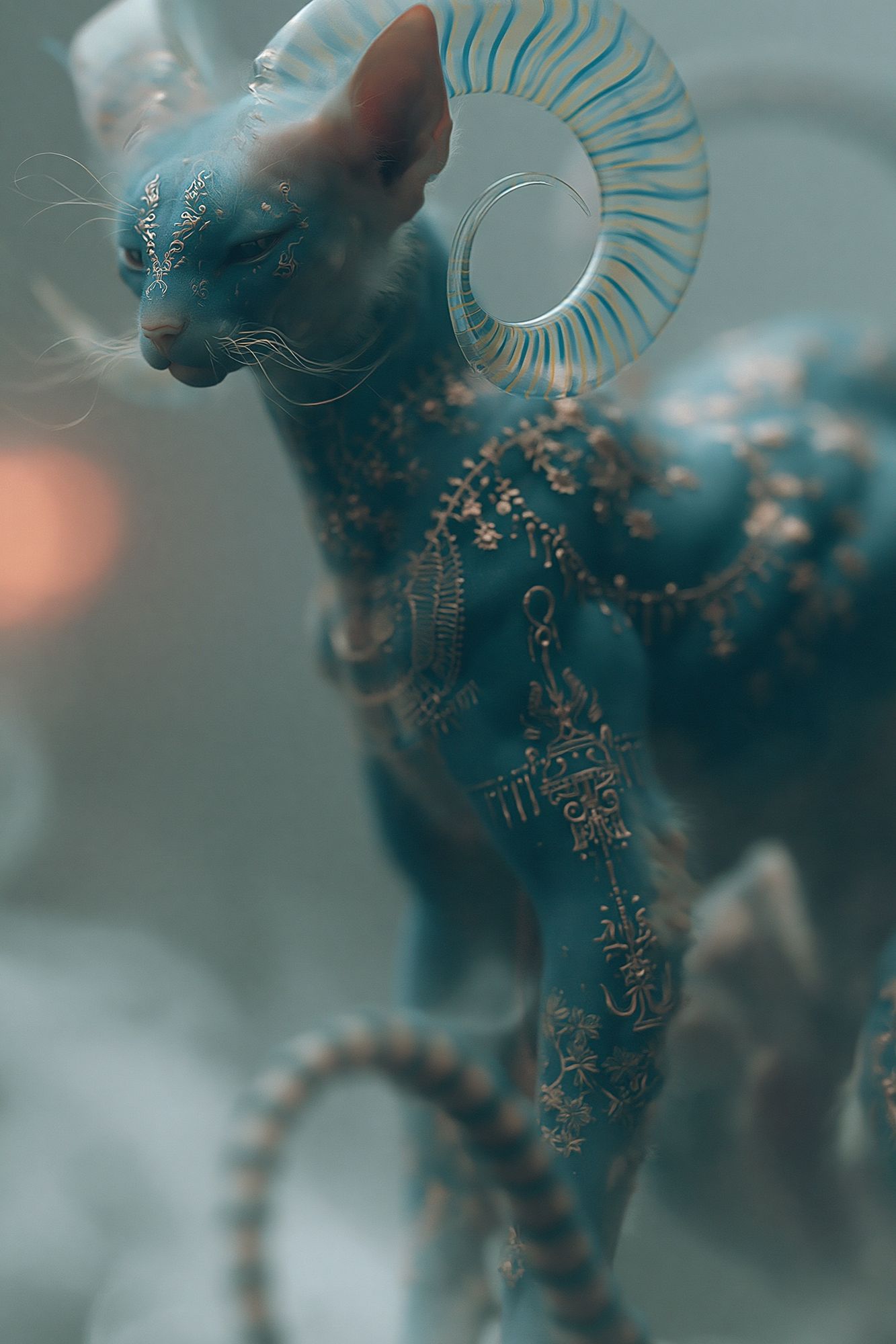 Mystic Blue Cat Illustration Poster. poster detail