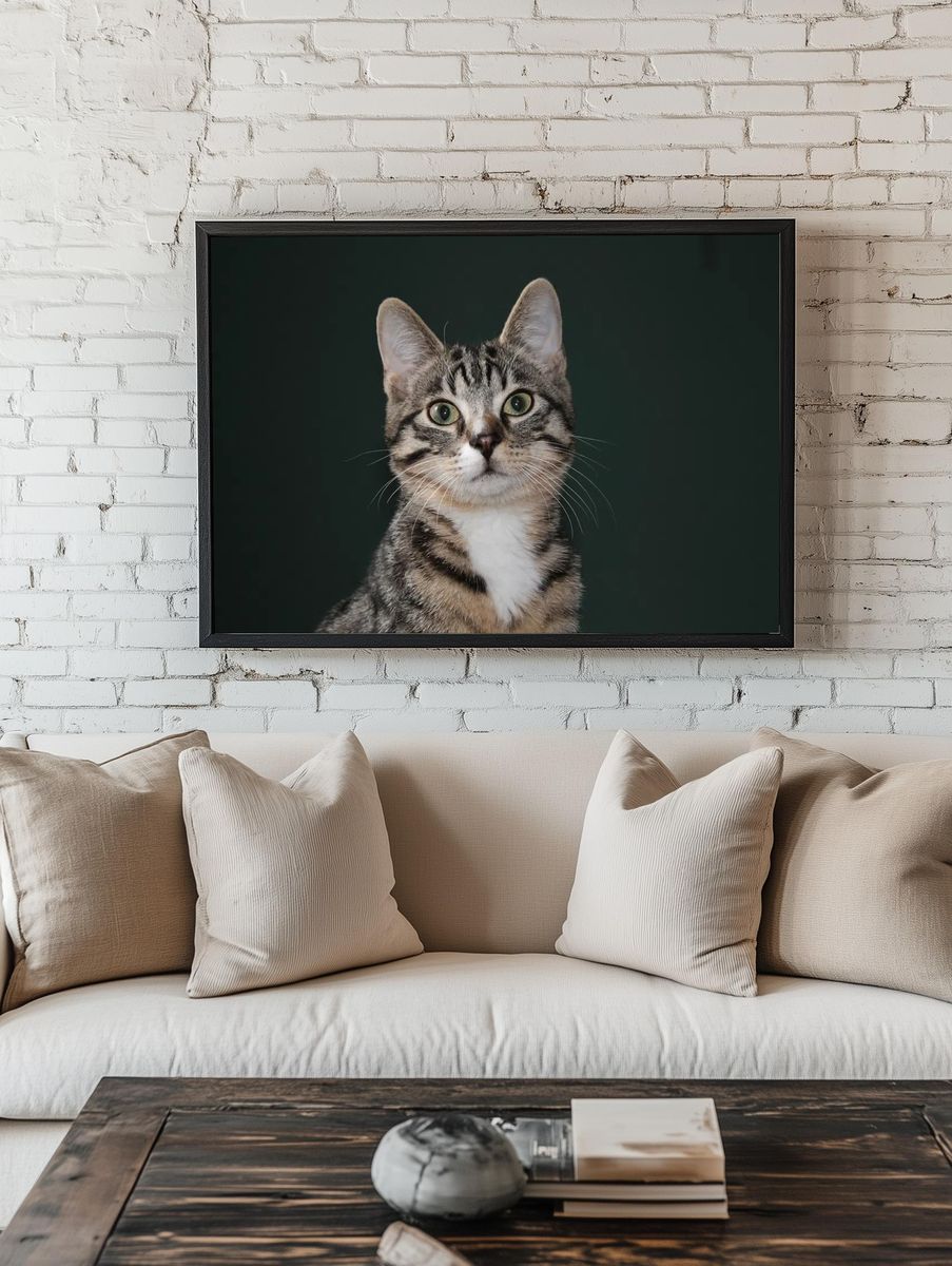 Tabby Cat Portrait Poster. — room view 1