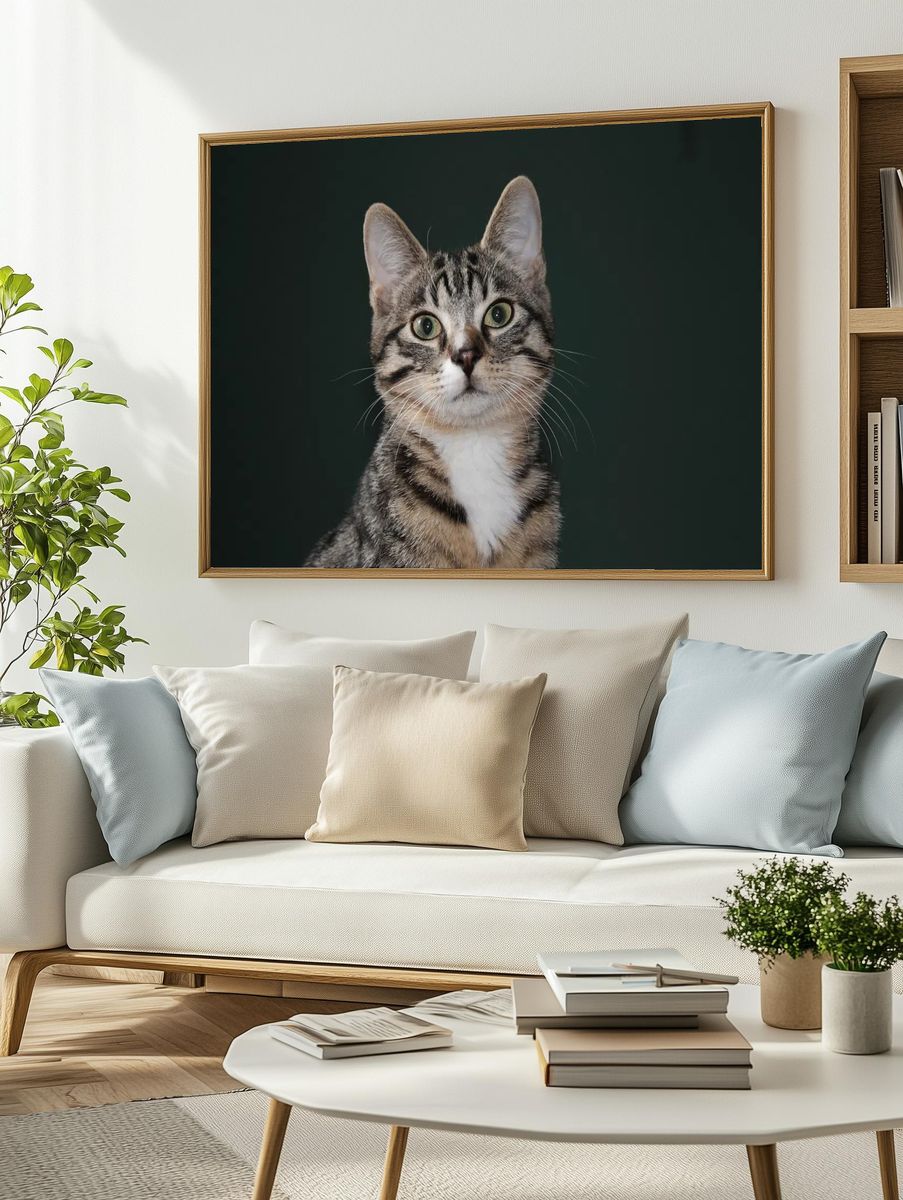 Tabby Cat Portrait Poster. — room view 2