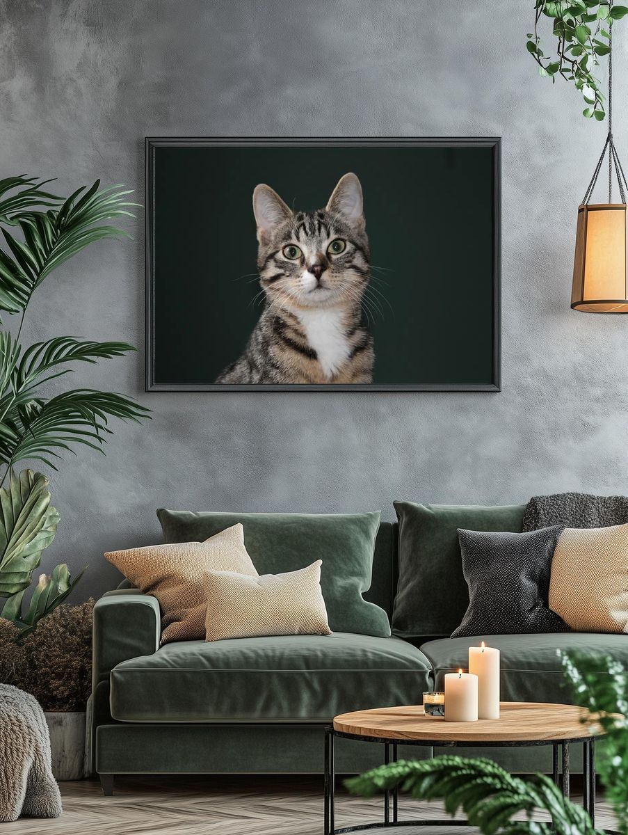 Tabby Cat Portrait Poster. — room view 4