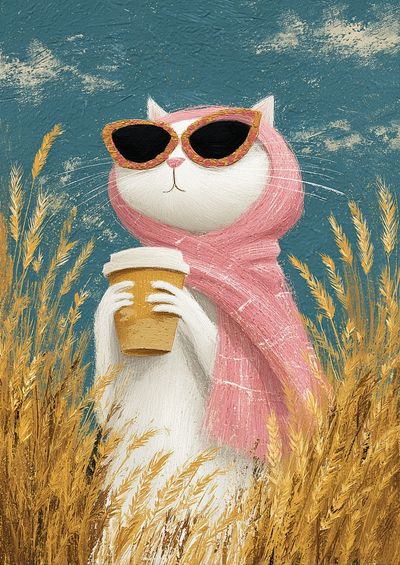 Cool Cat in Pink Scarf Poster.