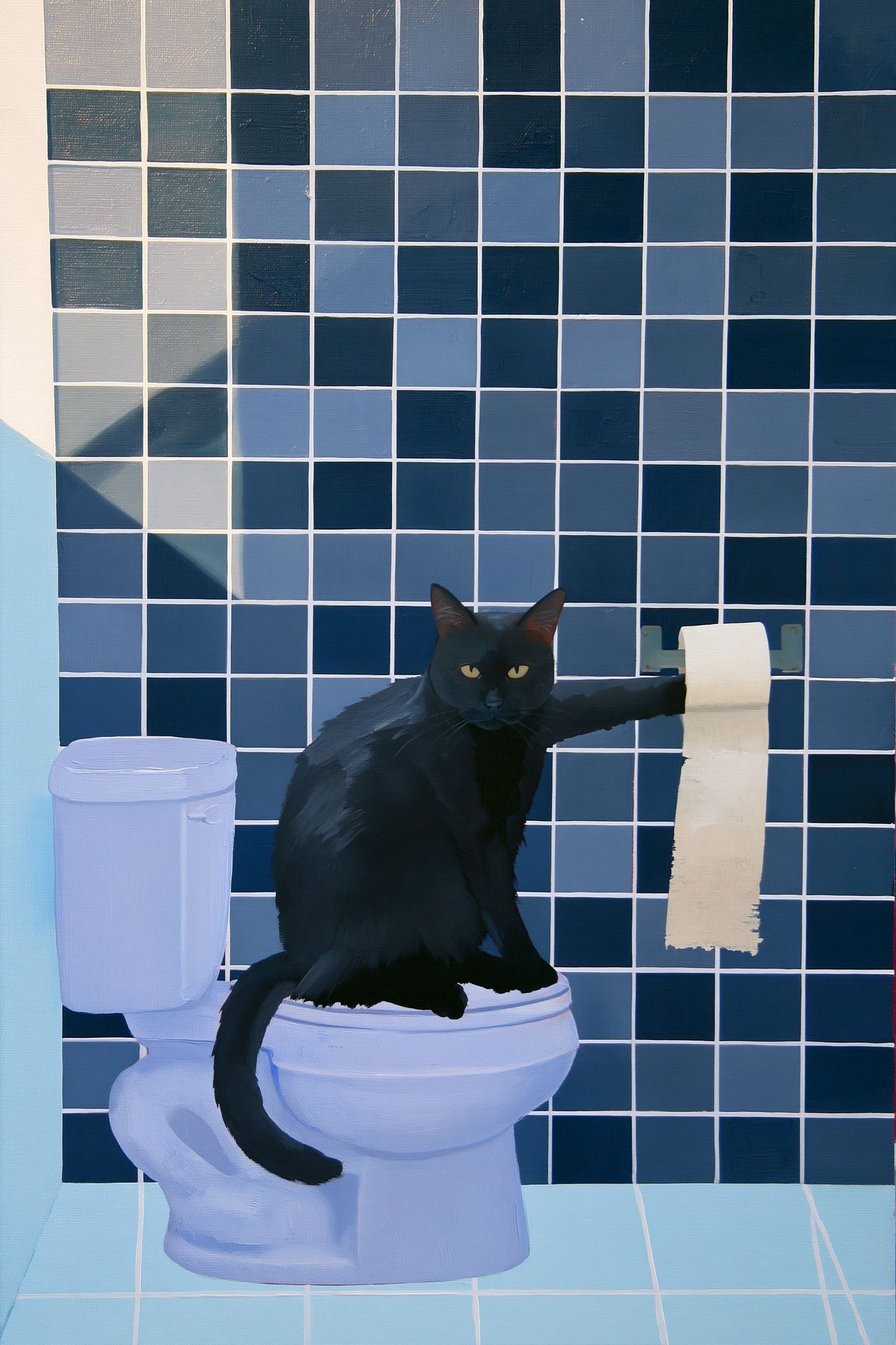 Black Cat Bathroom Poster. poster — animals art