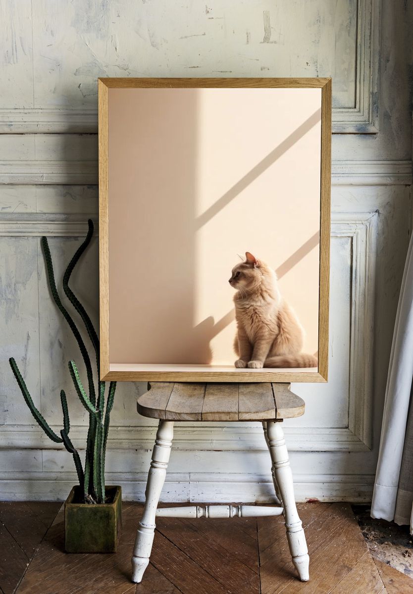 Cat in Sunlight — Photography Print. — room view 1