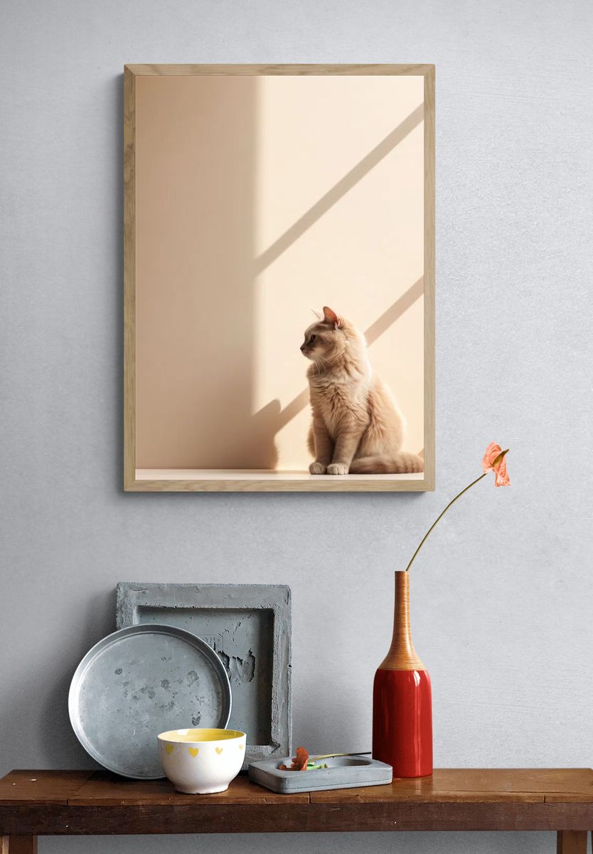 Cat in Sunlight — Photography Print. — room view 3