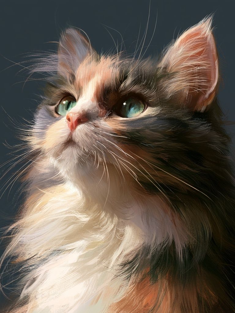 Majestic Calico Cat Portrait Print. poster — animals art