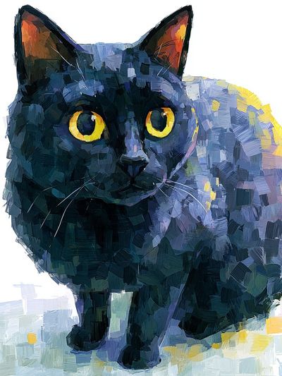 Black Cat Portrait Illustration Poster.