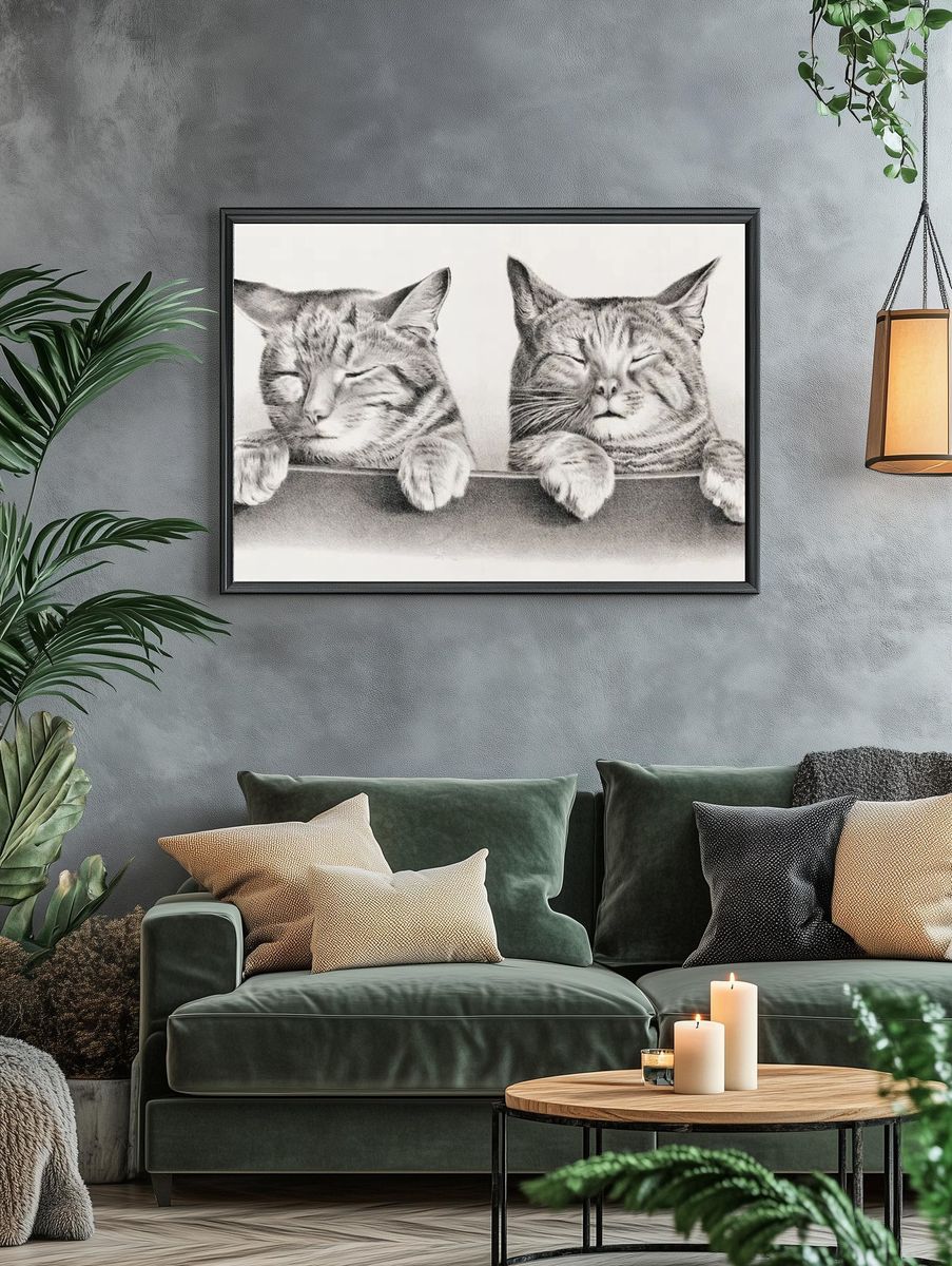 Sleeping Cats — Illustration Print. — room view 4