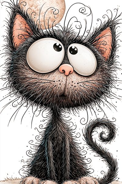 Whimsical Cat Illustration Poster.