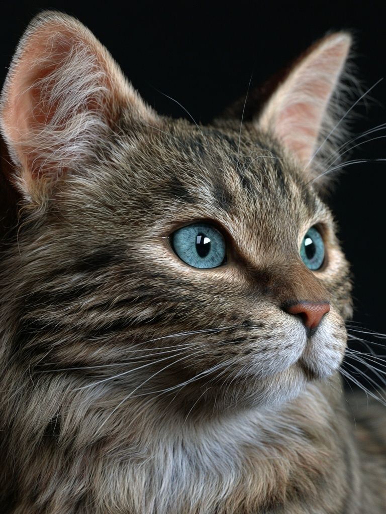 Blue-Eyed Tabby Cat Photography Poster. poster detail