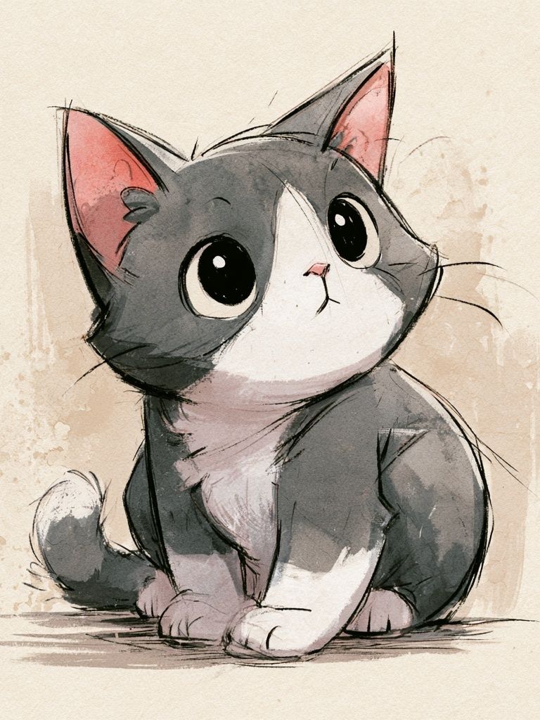 Cute Tuxedo Cat Watercolor Poster. poster detail