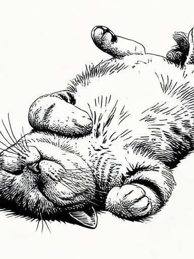 Sleeping Cat Line Art Poster. poster detail