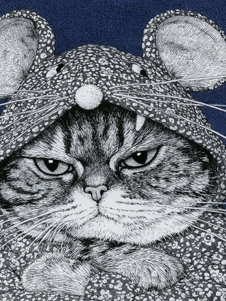 Cat in Mouse Costume Illustration Poster. poster — animals art