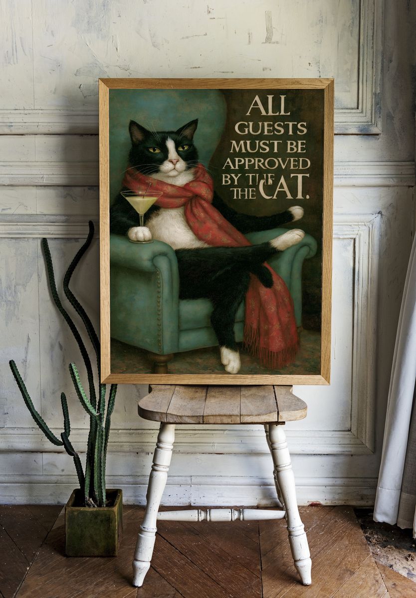 Cat Approval Vintage Poster. room preview