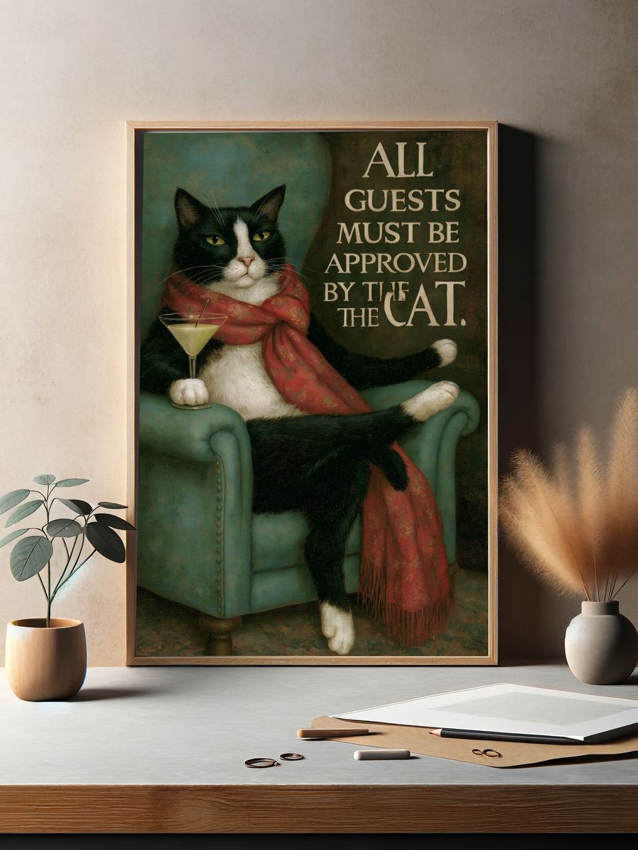 Cat Approval Vintage Poster. — room view 2